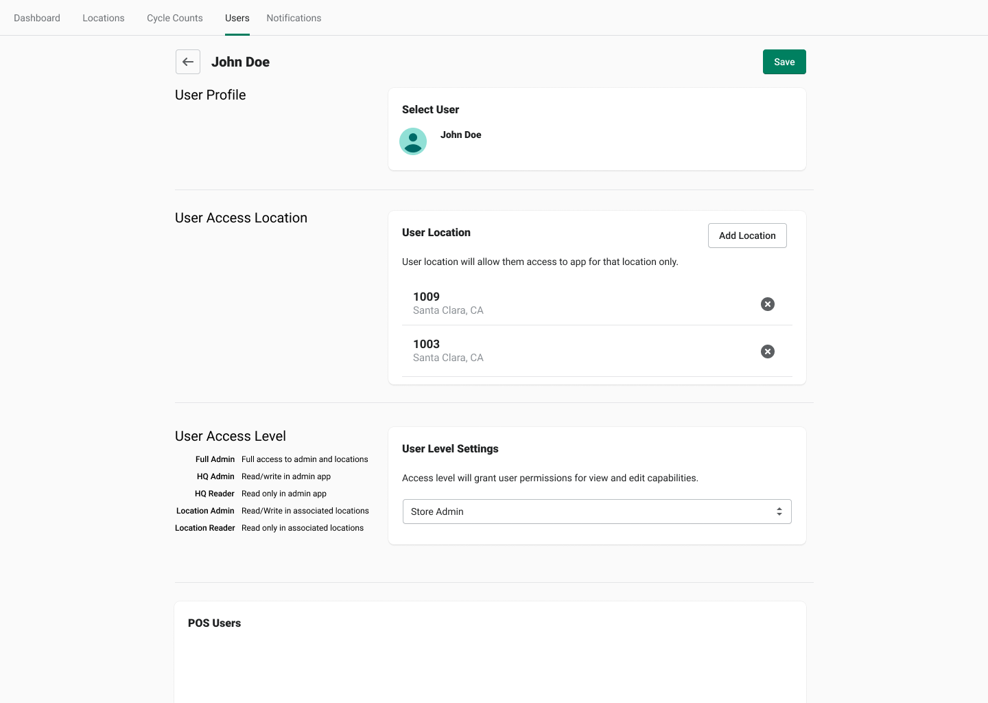 Admin User Permission Management