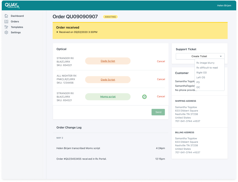 Quay RX Portal Order